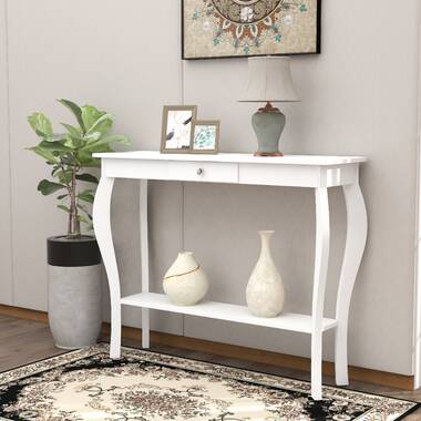 24'' Tall End Table, Narrow Side Table with Drawer and Shelve for Small Space Red Barrel Studio Color: White