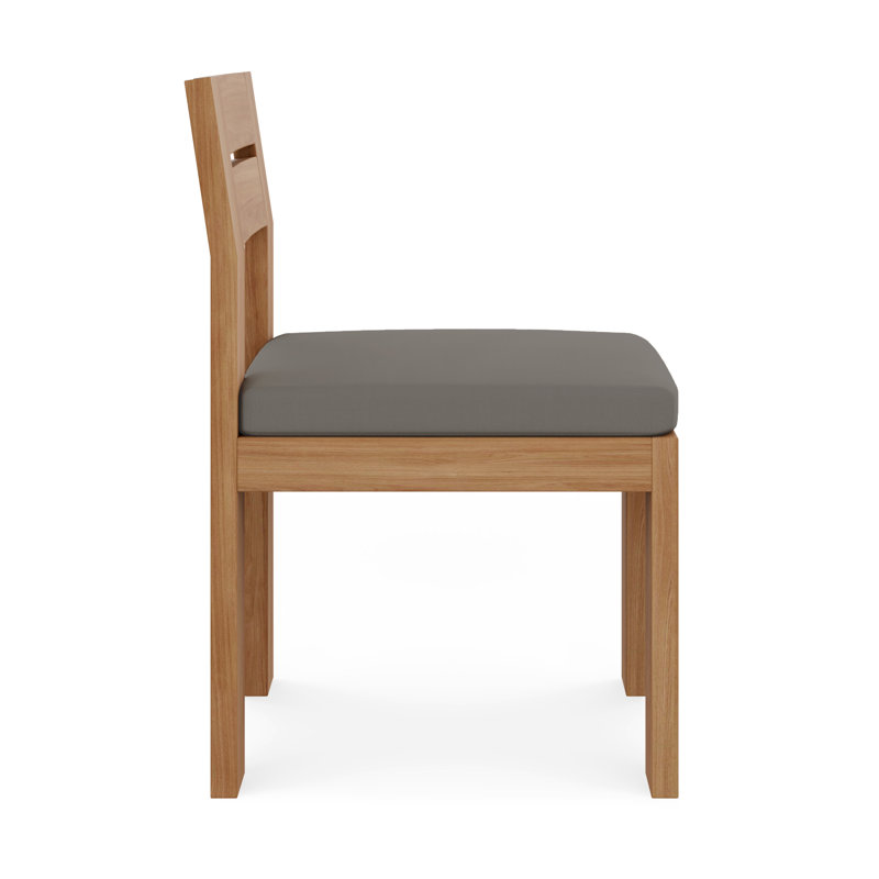 Beja Outdoor Teak Dining Side Chair, Charcoal Gray