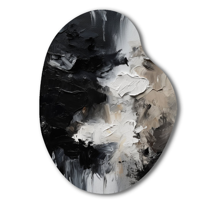 «Black Splash Paint Art II», impression abstraite asymétrique sur métal, sculpture murale en métal de forme unique