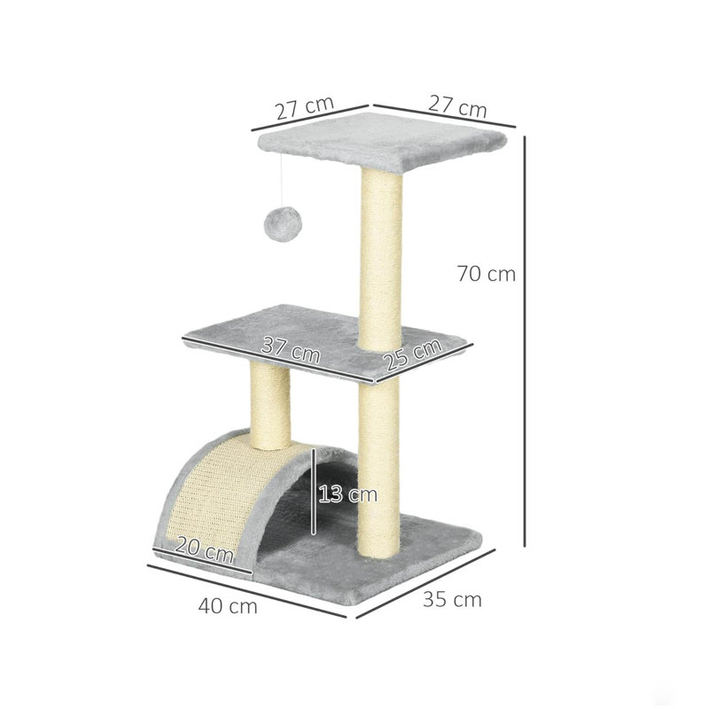70cm H Cat Tree, Light Grey