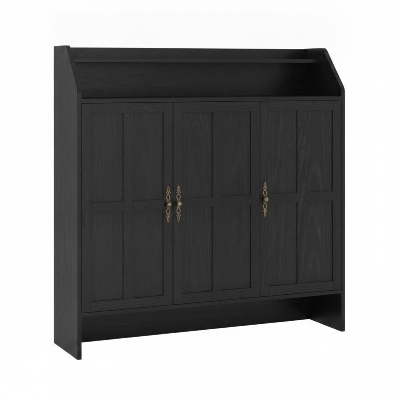Armoire de rangement pour chaussures Farmhouse, H 47,2 po x l 46,7 po x P 13,8 po, Noir