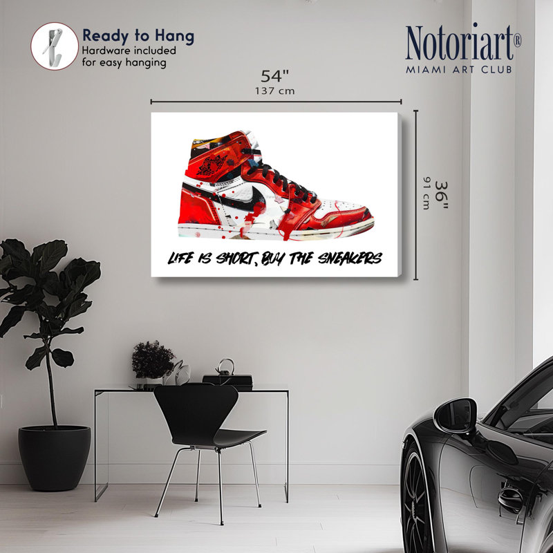 «Buy the Sneakers», impression sur toile par Notoriart, H 54 po x l 36 po, Toile tendue avec châssis
