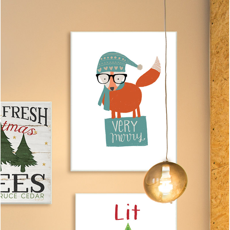 « very merry hipster fox », impression, H 19 po x l 13 po, Sans cadre
