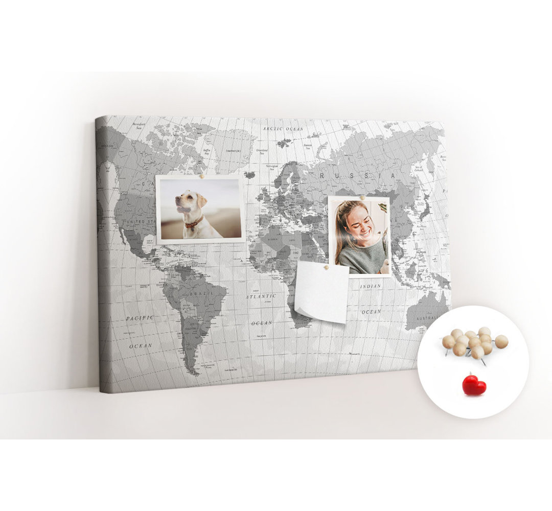 Wall Mounted bulletin board print home decor message pin boards decorative corkboard Mapa świata