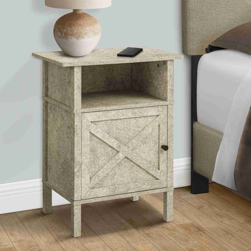 Table d'appoint avec armoire de rangement intégrée, Crème