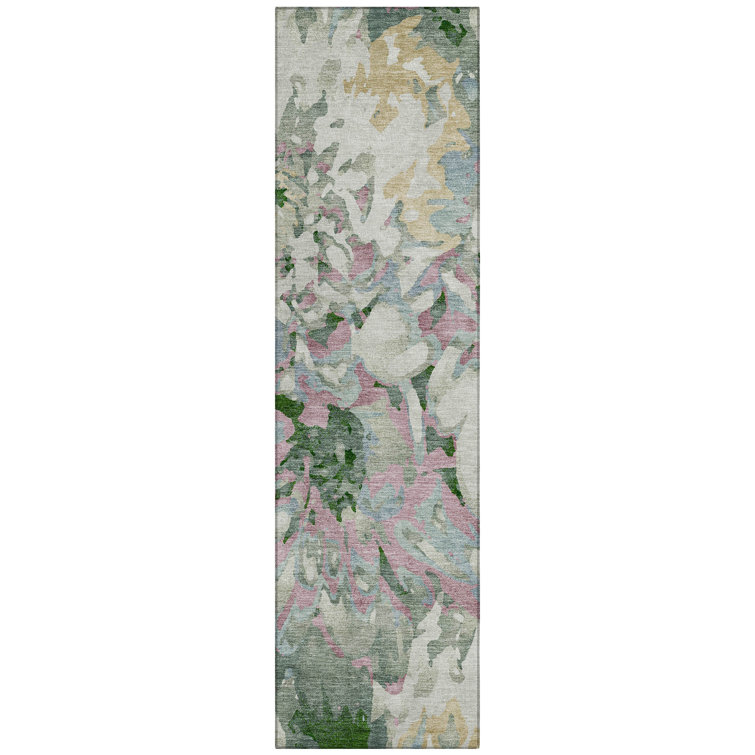 Machine Washable Indoor/Outdoor Molewski ACN2340 Floral Rug