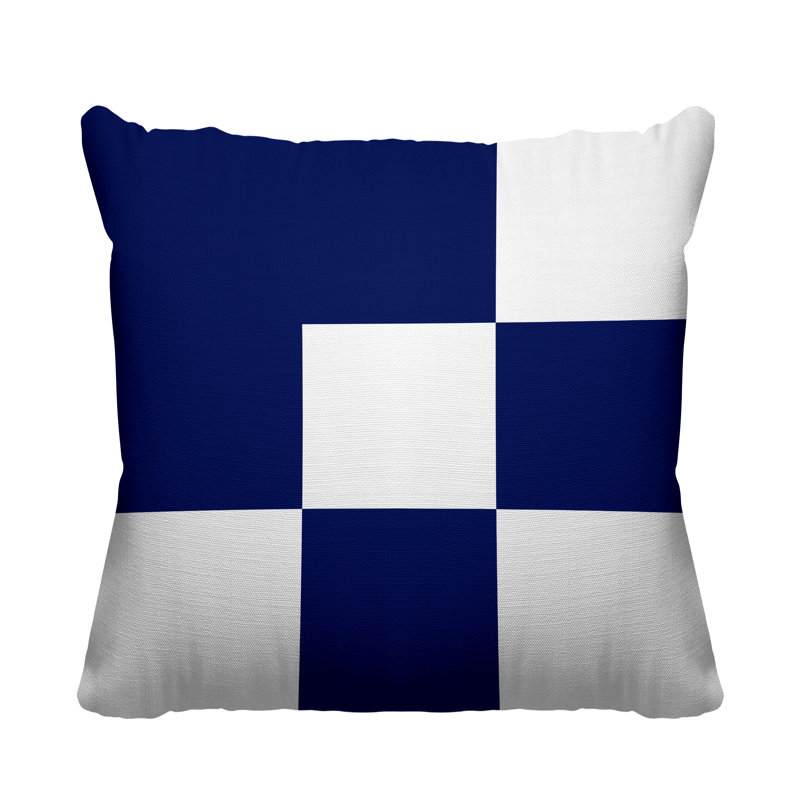 Coussin décoratif intérieur / extérieur Marcia, L 17 po x H 17 po, Bleu marine
