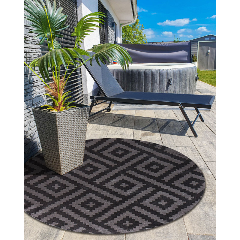 Outdoor Rug AJMER Black, Round 160 cm