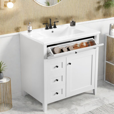 Meuble-lavabo et lavabo Modern Vanities, panneau de fibres à densité moyenne blanc de 30 po