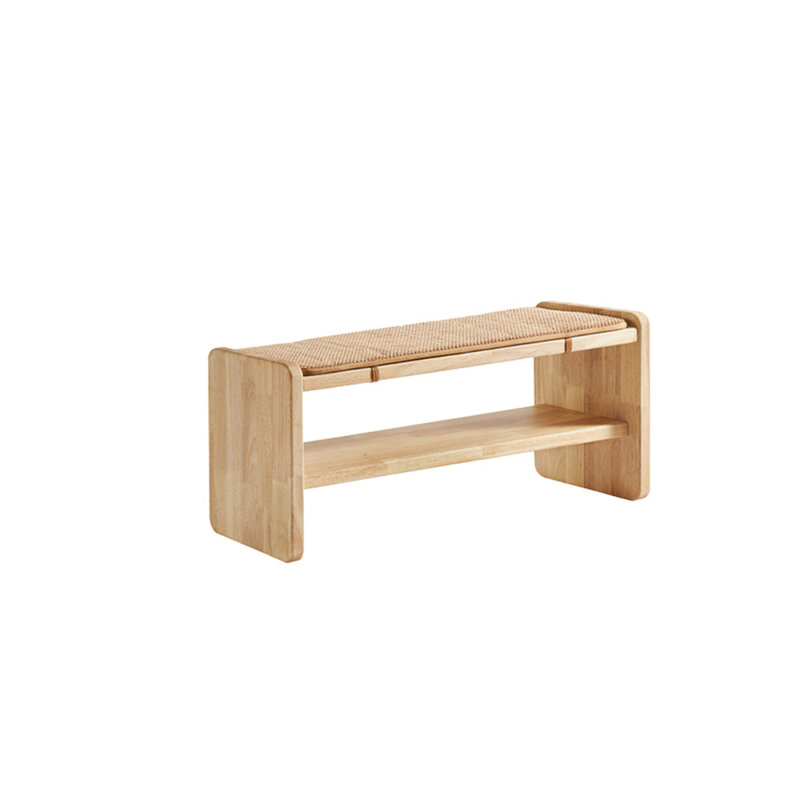 Banc à chaussures en bois massif à 2 niveaux avec rangement