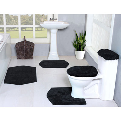 Athyrium Cotton 5 Piece Bath Mats Set, Quick Dry, Machine Washable, Absorbent