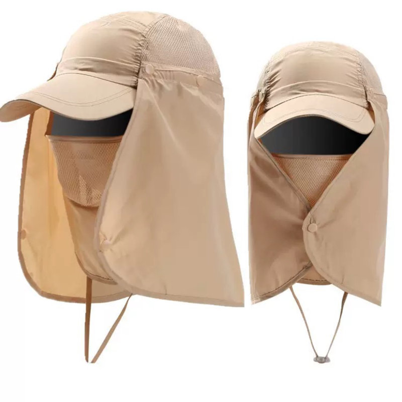 Chapeau de pêche Sun détachable avec protection UV 50+, Beige