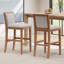 Ensemble de 2 tabourets de bar, structure en bois d'hévéa, coussin en tissu éponge et tabourets de bar rembourrés-905186848
