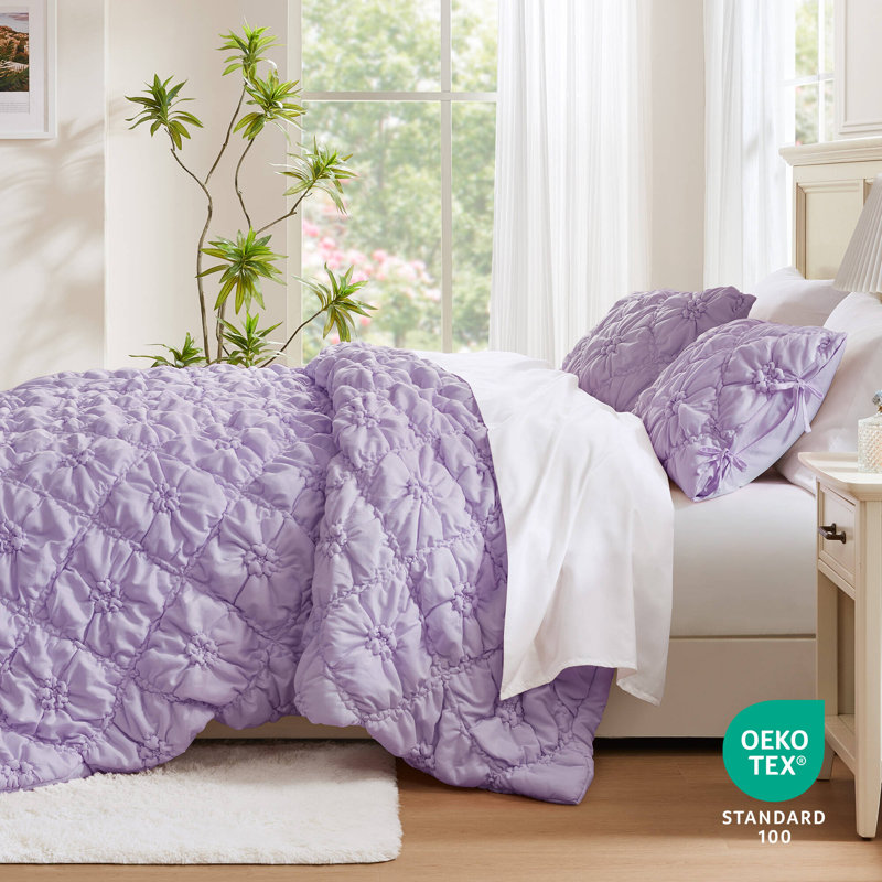 Ensemble d'édredon 3 pièces, Édredon double + 2 taies décoratives standards, Mauve