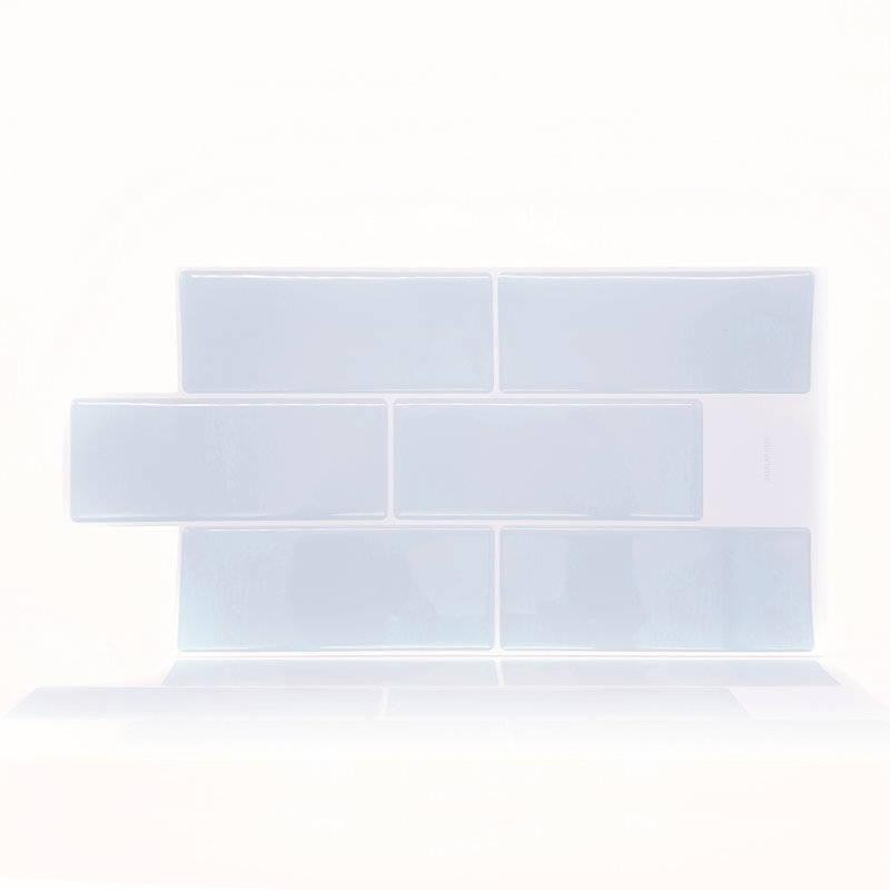 Rares Warm Mocha Glossy 3D Sticker Tile 30.5 x 15.4cm, Light Blue