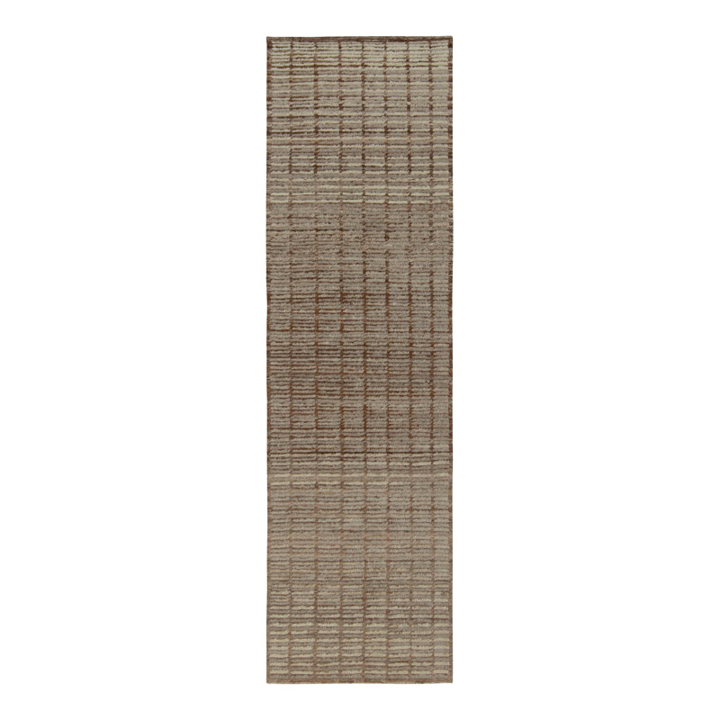 Wool Striped Area Rug in Brown/Gray