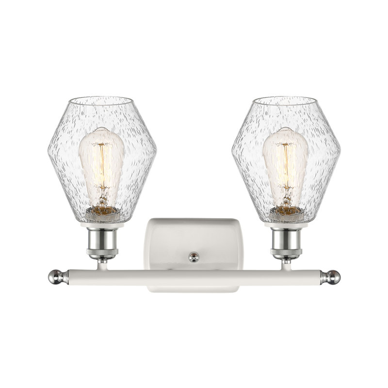 2 - Light Dimmable Vanity Light, Seedy, White/Polished Chrome