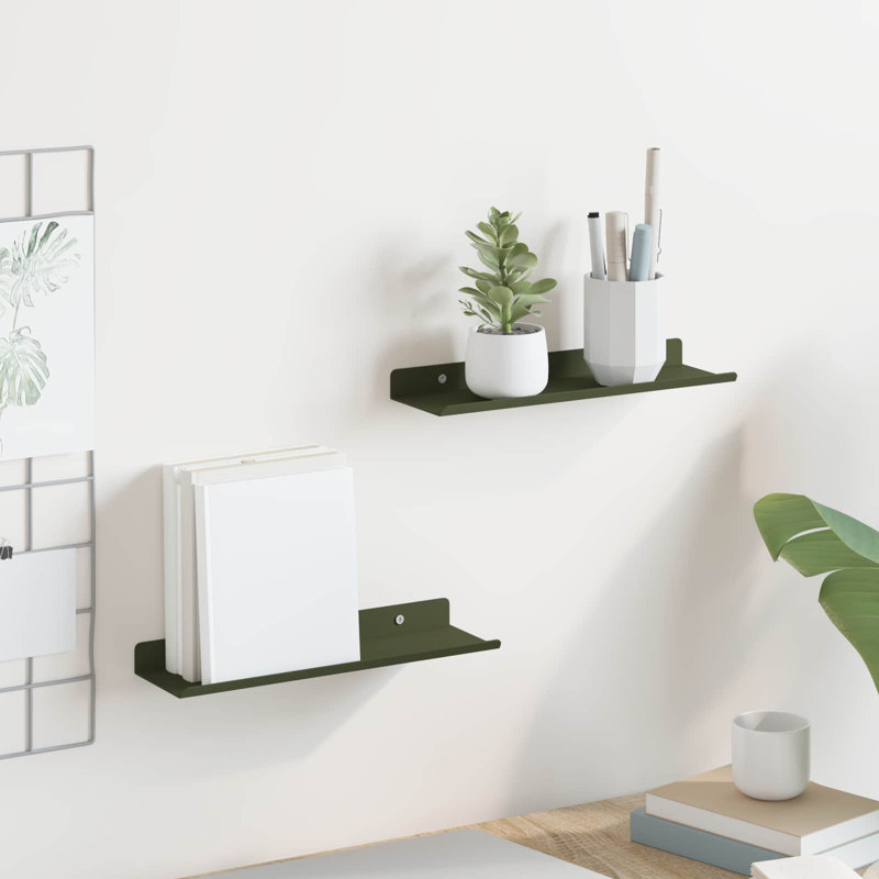 Steel Floating Shelf, Olive Green