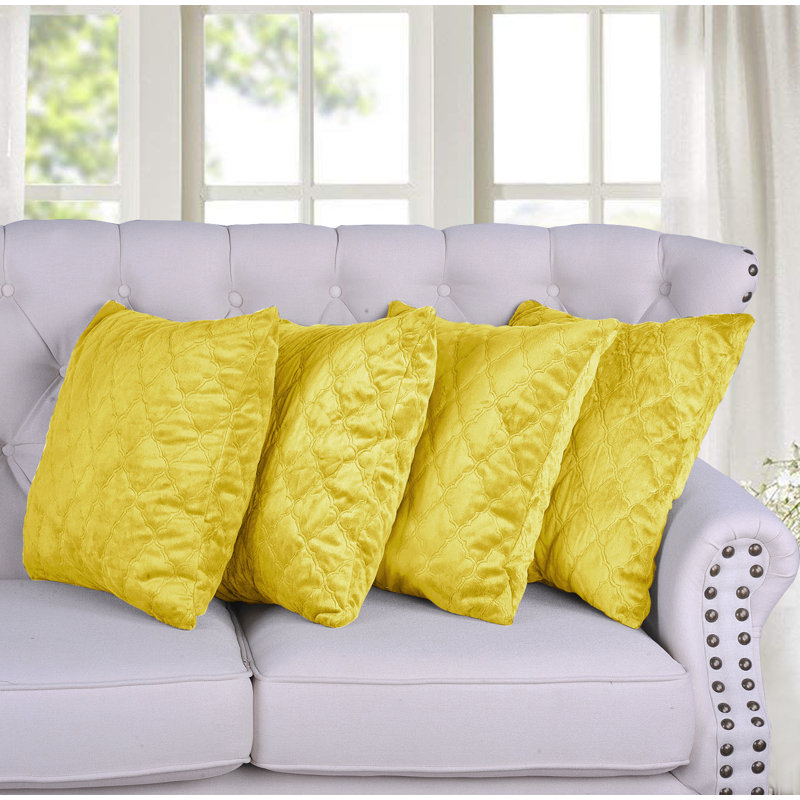 Housses de coussin décoratif en micro-vison, Cari citron
