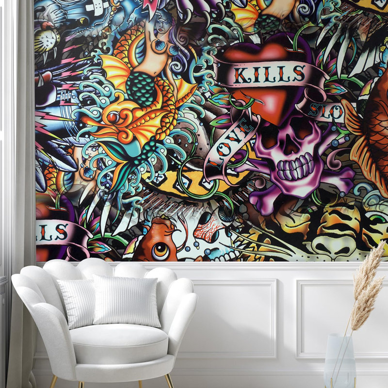 Vibrant Graffi Street Paint Peel & Stick Abstract Border, 72" L x 144" W