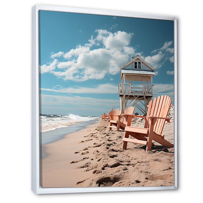 Plage, bord de mer, nostalgie noire IV sur toile, H 20 po x l 12 po x P 1 po, Cadre flottant blanc