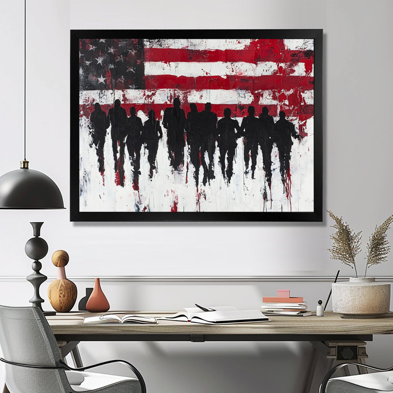 Laerica - Patriotiste américain, art mural, Reproduction d'une seule photo avec cadre, Noir, H 12 po x l 20 po