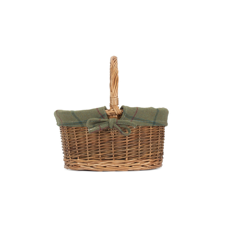 Wicker Double Steamed Shopper Basket with Lining, 29 cm H x 28 cm W x 22 cm D