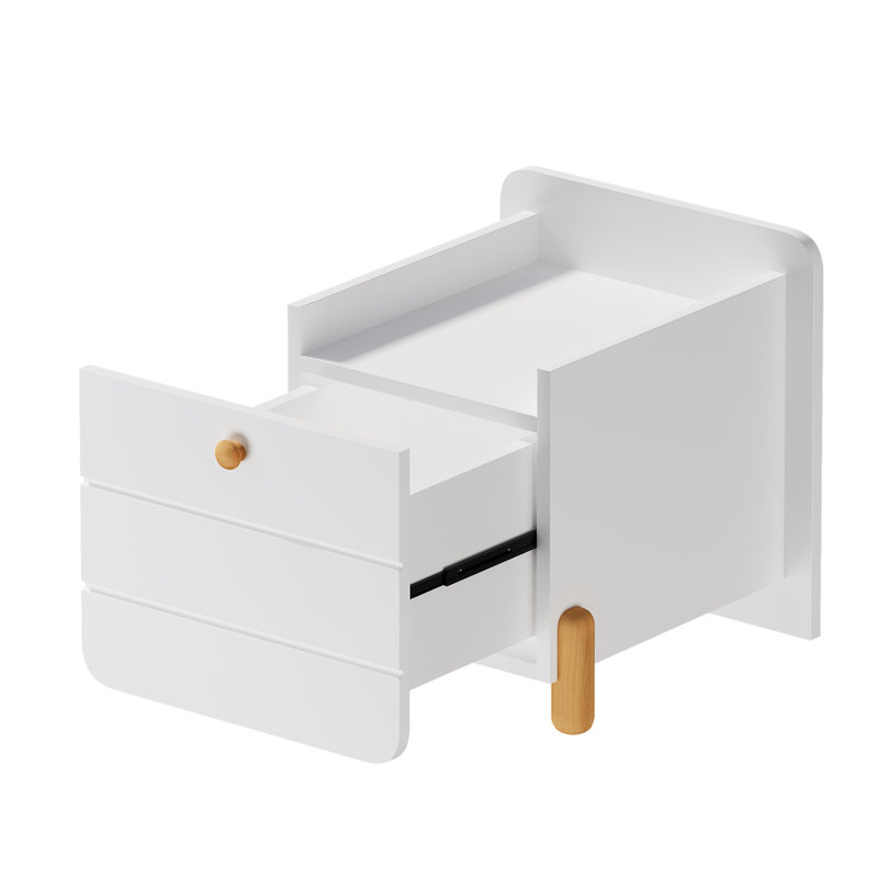 Sonu 33cm W Solid Wood Bedside Table, White