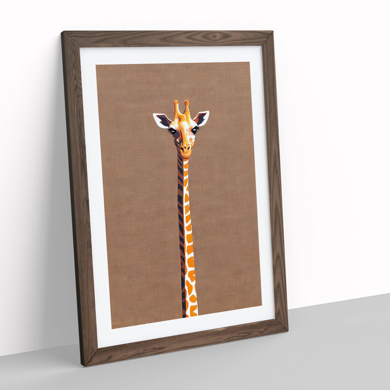 Skinny Giraffe - Framed Print, 64cm H x 46cm W x 2cm D, Walnut