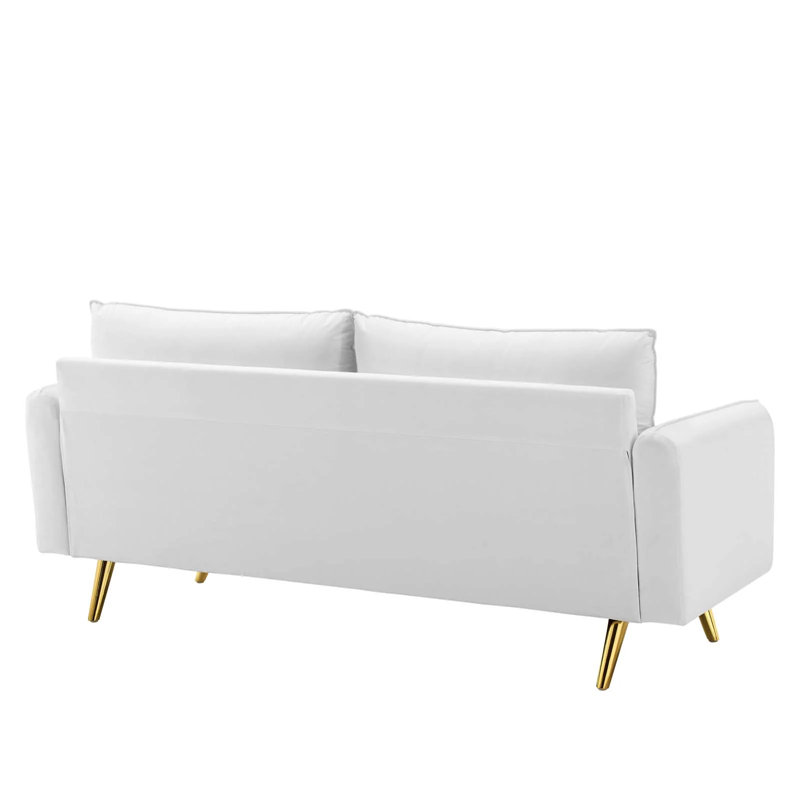 Audrey 72'' Velvet Sofa, White Velvet