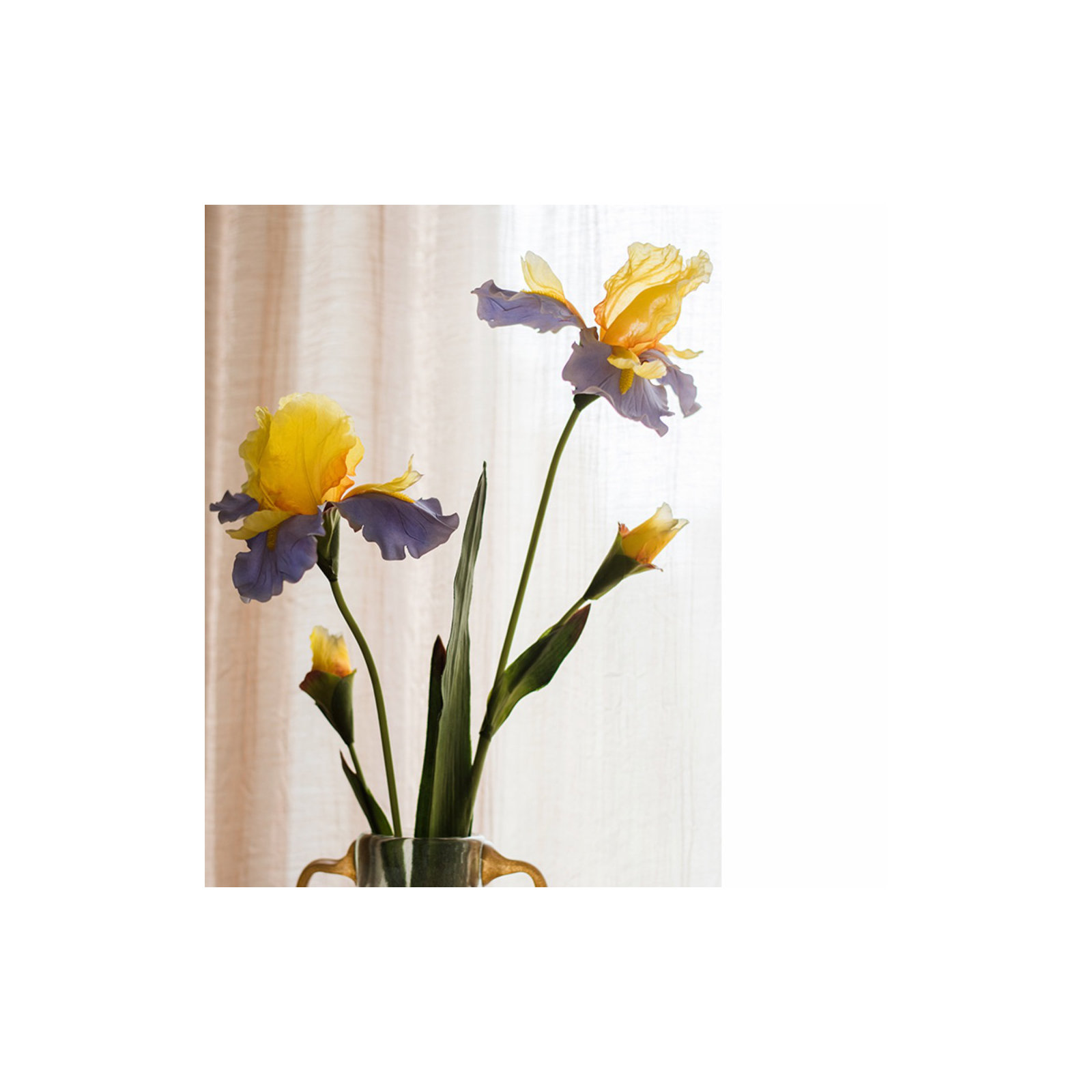 Artificial Iris Flower Stem, Blue, Three Stems