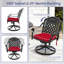 Lot de 4 chaises de salle à manger pivotantes d'extérieur en fonte d'aluminium avec coussins et accoudoirs, noir et rouge-1475529868
