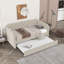 Lit de jour Mid-Century rembourré plateforme, multi-usage pour la chambre à coucher, velours beige chaud avec lit gigogne USB