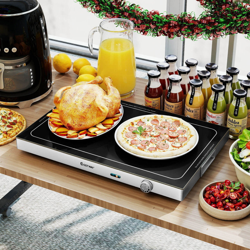 1 plateau chauffant électrique avec poignées intégrées à température réglable pour les buffets