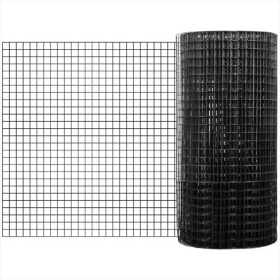 Panneau de clôture en acier galvanisé noir mat avec filet 1 x 1, 36 x 50 pi pour enclos de jardin et pour animaux