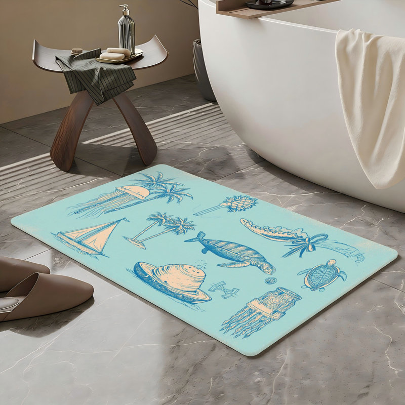 Tapis bleu pour salle de bain, 20 x 32 po, bleu