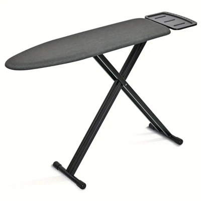 Planche à repasser pleine grandeur, planche à repasser en métal avec repose-fer, réglable en hauteur et légère, housse très épaisse résistante à la chaleur, pieds robustes antidérapants, 43 po x 13 po, noir