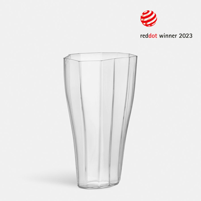 Reed Handmade Glass Table Vase, Clear, 11.8" H x 7" W x 7" D