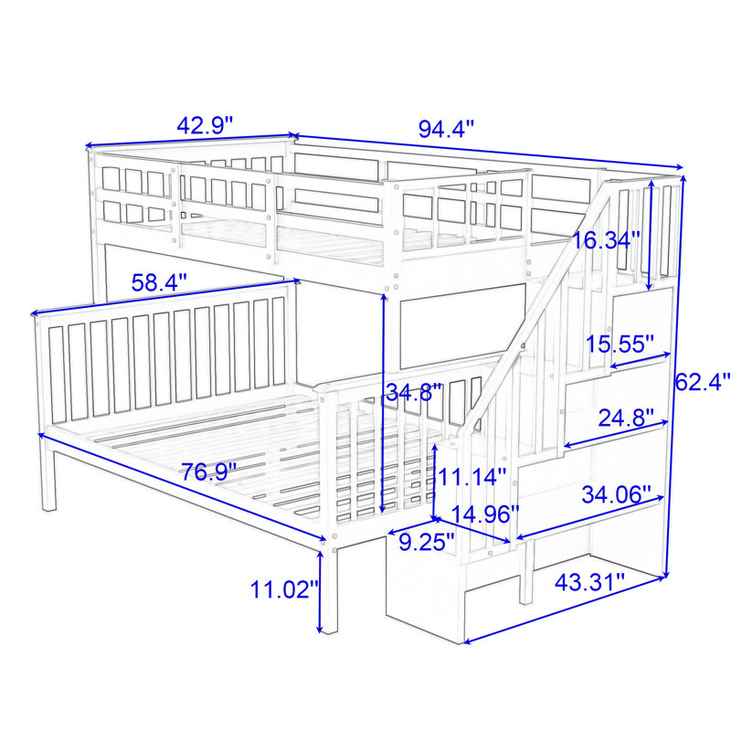 Dejahn Kids Twin Over Full Bunk Bed, White