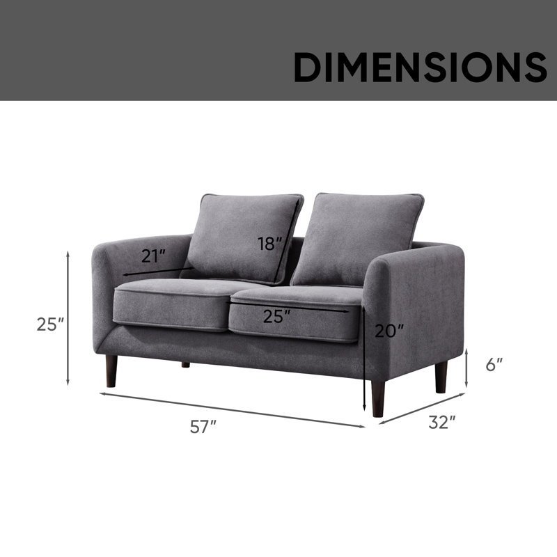 57" W chenille loveseat, Gray
