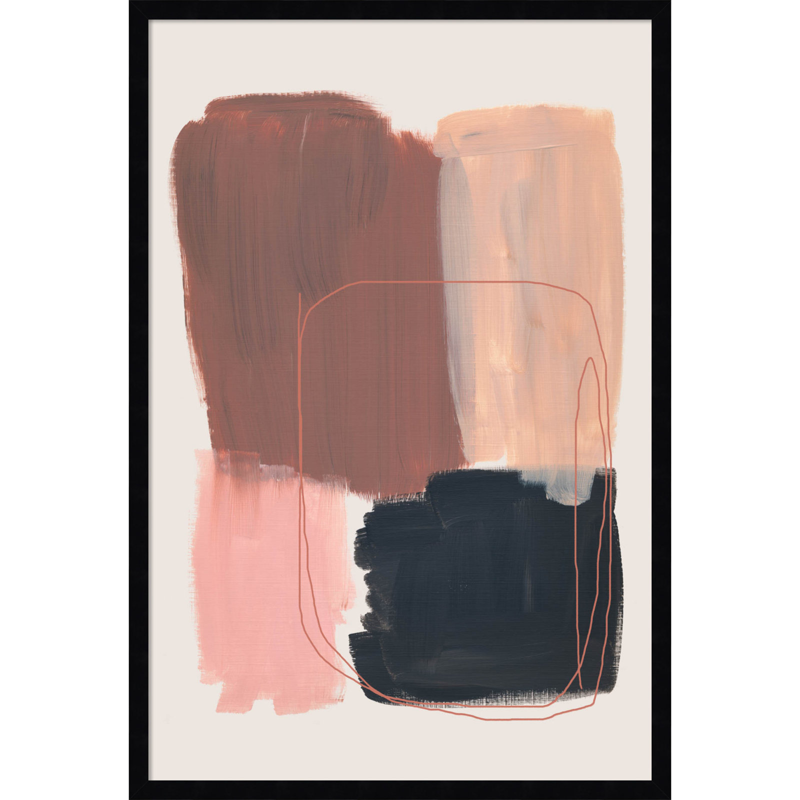 Rience "Abstract Brush Strokes 120" Print, Black, 33" H x 23" W