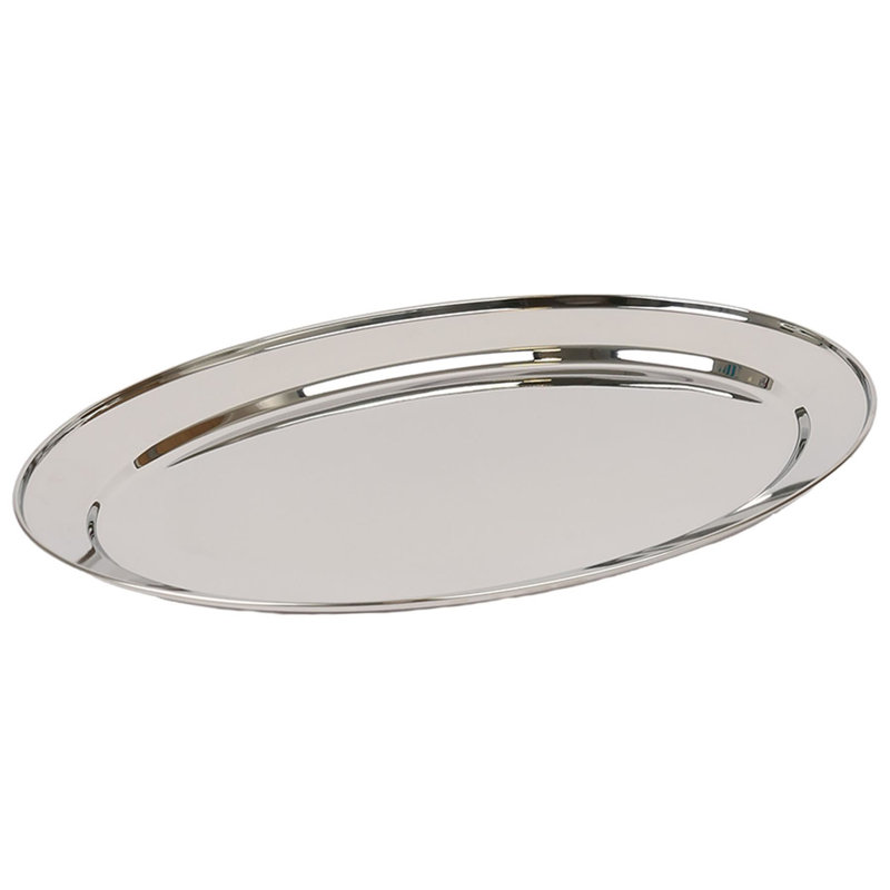 Argon Tableware - Oval Stainless Steel Serving Platter, 3cm H x 60cm W x 41cm L