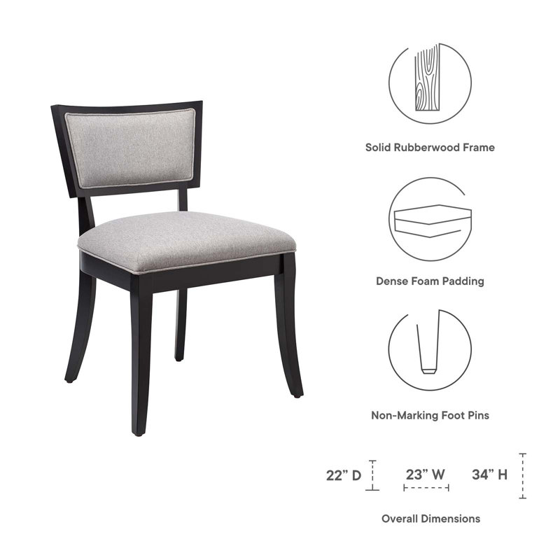 Pristine Upholstered Fabric Dining Chairs, Light Gray