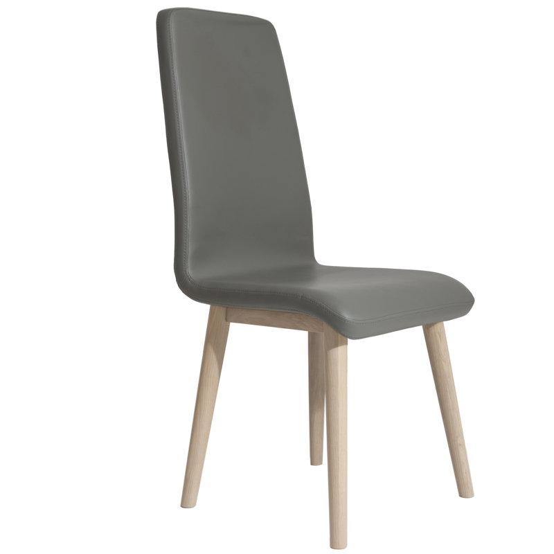 Dermott 47cm H Upholstered Side Chair, Grey, Light Oak