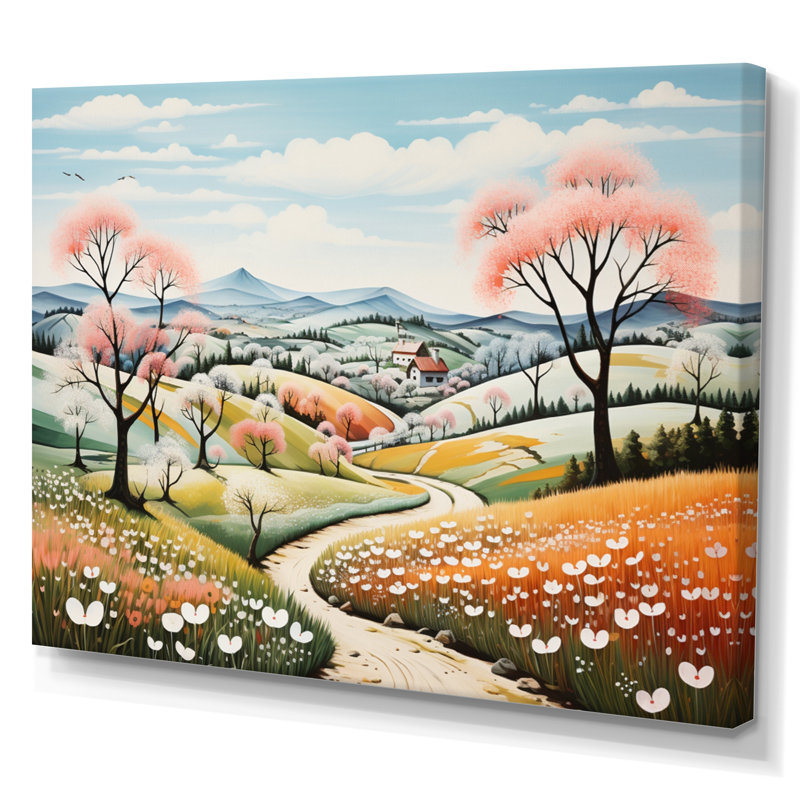 " Countryside Early Spring Landscape III ", 16" H x 32" W x 1" D, Wrapped Canvas
