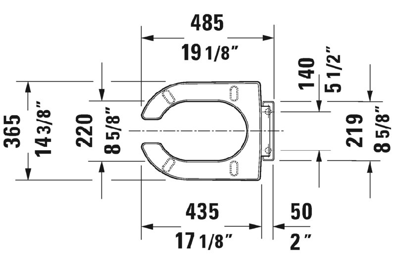 Starck 3 Elongated Toilet Seat, 2" H x 14.38" W x 19.13" D, With Slow Close