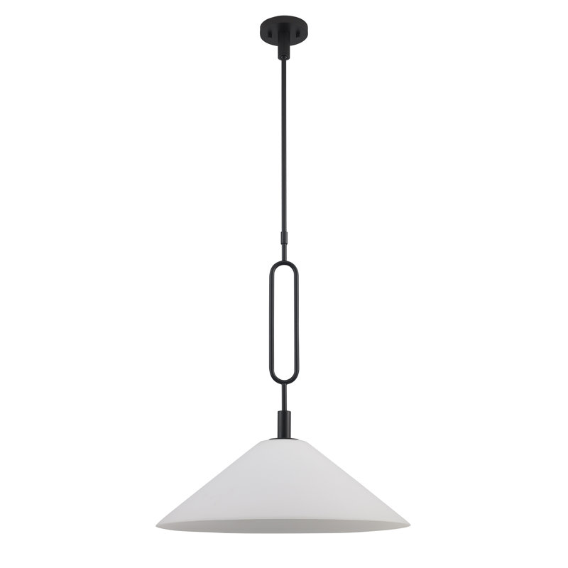 Cartley 1 - Light Modern Pendant with Opal Glass, Black, 9.5" H x 22" W