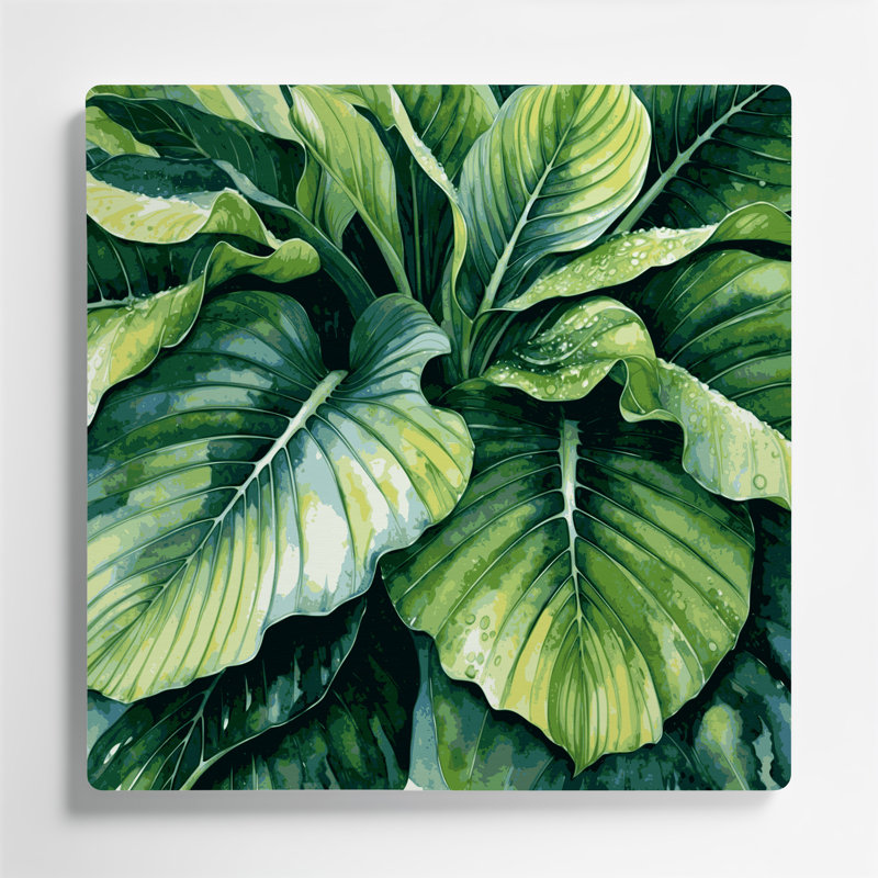 Art mural en métal Botanical Colocasia, H 32 po x l 32 po