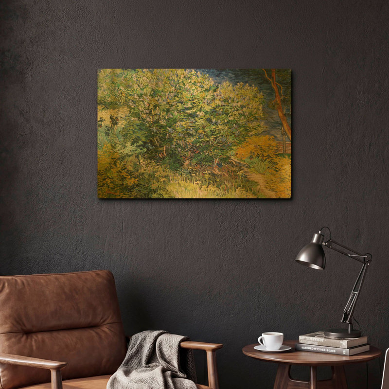 «Lilac Bush» par Vincent Van Gogh, art mural en métal doré, 24 po x 16 po, 24 po x 16 po