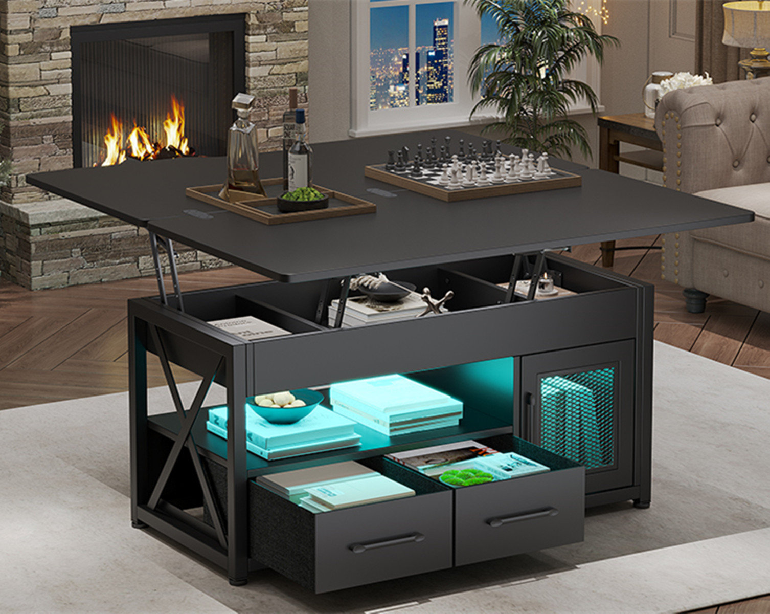 Soukaina Coffee Table Lift Top - Black